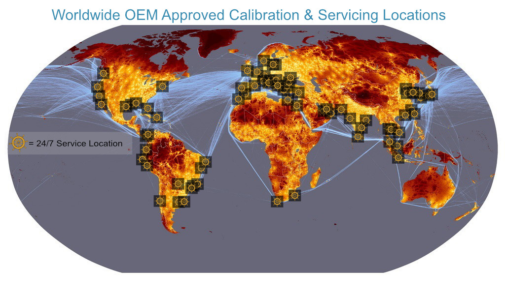 Worldwide OEM Servicing Locations Map - DS Marine Group 2018